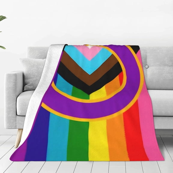 Pride Blanket Rainbow Progress Throw Blanket 60x50 Inches Pride Progress Throw for Couch Sofa Bed Travel