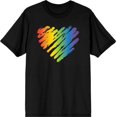 thumbnail image 1 of Pride Brush Stroke Heart Men's Black Crew Neck Short Sleeve Tee-XS, 1 of 2
