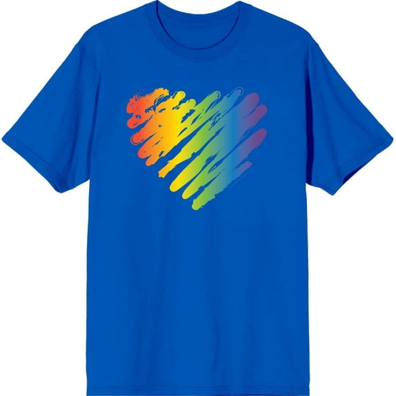 Pride Brush Stroke Heart Men's Blue Crew Neck Short Sleeve Tee-3XL