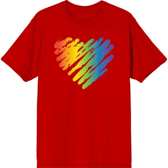 Pride Brush Stroke Heart Men's Red Crew Neck Short Sleeve Tee-Small
