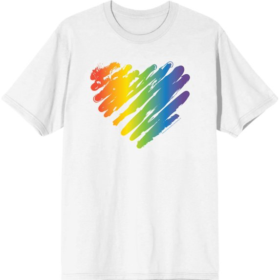 Pride Brush Stroke Heart Men's White Crew Neck Short Sleeve Tee-XS