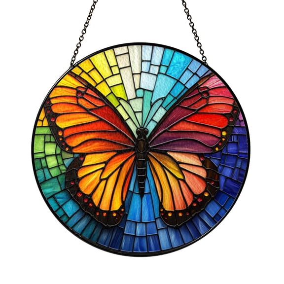 Pride Butterfly Stained Glass Window Hanging, Rainbow Identity Art Decor, Queer Gift for Home