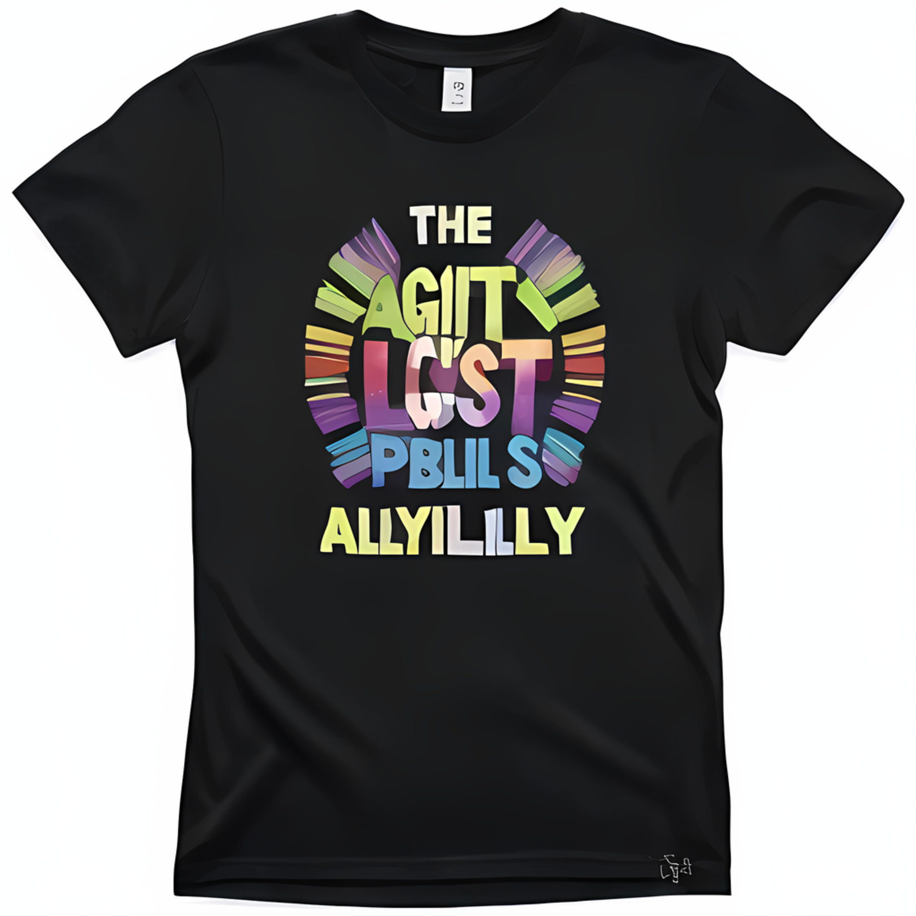 Pride Celebration Rainbow Text Black T-Shirt CPUellularSB Agit LGB 