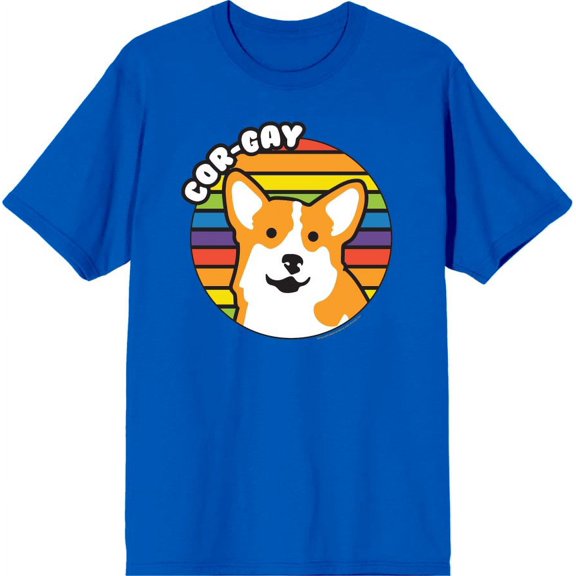 Pride Cor-Gay Men's Blue Crew Neck Short Sleeve Tee-XXL