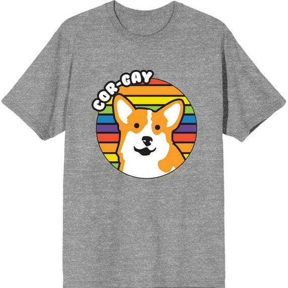 Pride Cor-Gay Men's Heather Gray Crew Neck Short Sleeve Tee-Medium