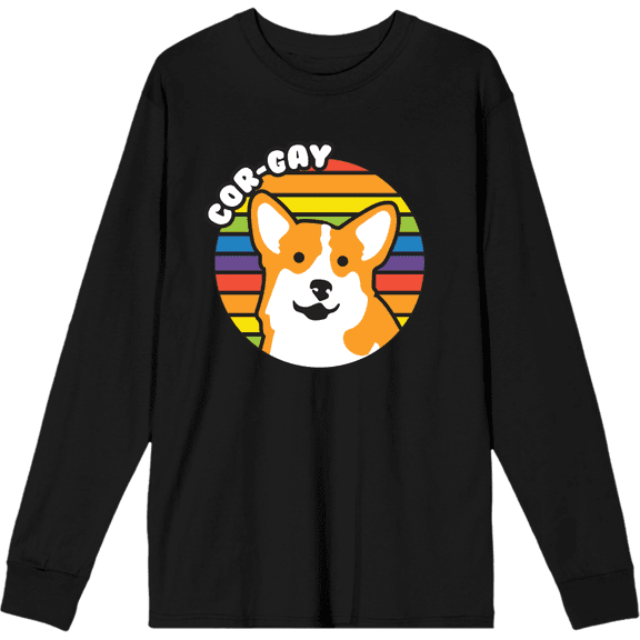 Pride Cor-Gay Rainbow Circle Crew Neck Long Sleeve Adult Tee
-XXL-Black