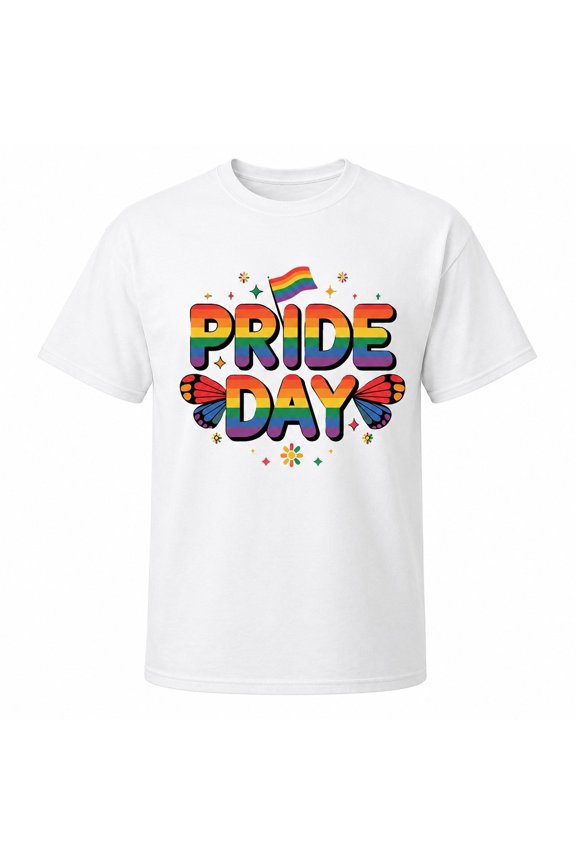 Pride Day Rainbow Butterfly Graphic T-Shirt, Unisex Classic Fit Tee