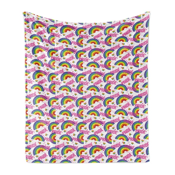 Pride Day Soft Flannel Fleece Throw Blanket, Pixelated Grunge Vibrant LGBT Rainbow Illustration Colorful, Cozy Plush for Indoor and Outdoor Use, 60" x 80", Blue Violet Yellow, by Ambesonne