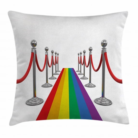 Pride Decorations Throw Pillow Cushion Cover, Colorful Carpet and Stanchions Ceremony Community Gay Parade Event Image, Decorative Square Accent Pillow Case, 16 X 16 Inches, Multicolor, by Ambesonne