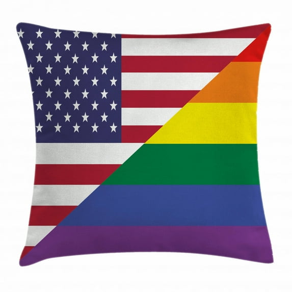 Pride Decorations Throw Pillow Cushion Cover, Conceptual Flag with American Pride Colors Activism Freedom Nationwide, Decorative Square Accent Pillow Case, 24 X 24 Inches, Multicolor, by Ambesonne
