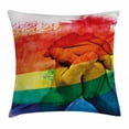 thumbnail image 1 of Pride Decorations Throw Pillow Cushion Cover, Hands of Young Men Put Together on Abstract LGBT Parade Flag Love Wins, Decorative Square Accent Pillow Case, 18 X 18 Inches, Multicolor, by Ambesonne, 1 of 2