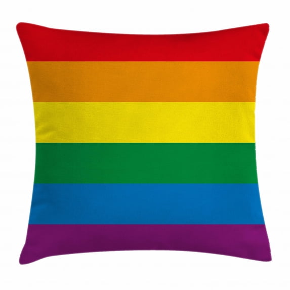 Pride Decorations Throw Pillow Cushion Cover, Horizontal Rainbow Colored Flag Gay Parade Freedom Equality Love Theme, Decorative Square Accent Pillow Case, 20 X 20 Inches, Multicolor, by Ambesonne