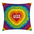 thumbnail image 1 of Pride Decorations Throw Pillow Cushion Cover, Love Wins Celebration Tie Dye Backdrop Rainbow Colors Happiness Vintage, Decorative Square Accent Pillow Case, 20 X 20 Inches, Multicolor, by Ambesonne, 1 of 2