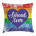 thumbnail image 1 of Pride Decorations Throw Pillow Cushion Cover, Spread Love Hand Writing Heart Icon Gay LGBT Parade Slogan Grungy Vibrant, Decorative Square Accent Pillow Case, 18 X 18 Inches, Multicolor, by Ambesonne, 1 of 2