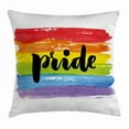 thumbnail image 1 of Pride Decorations Throw Pillow Cushion Cover, Watercolor Art Rainbow Brush Strokes Symbol of Gay Pride Hand Writing, Decorative Square Accent Pillow Case, 24 X 24 Inches, Multicolor, by Ambesonne, 1 of 2