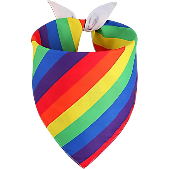 Pride Dog Bandana Large 1PCS, Rainbow Scarf for Boy and Girl, Colorful Durable Triangle Reversible Bibs for Puppy Pet