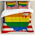 thumbnail image 1 of Pride Duvet Cover Set Queen Size, USA American Flag with Rainbow Gay Marriage Nationwide Rights and Equality Theme, Decorative 3 Piece Bedding Set with 2 Pillow Shams, Multicolor, by Ambesonne, 1 of 3