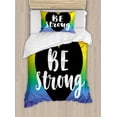 thumbnail image 1 of Pride Duvet Cover Set Twin Size, Be Strong Gay Parade Slogan Freedom Rights Equality Love Theme with a Heart Icon, Decorative 2 Piece Bedding Set with 1 Pillow Sham, Multicolor, by Ambesonne, 1 of 3