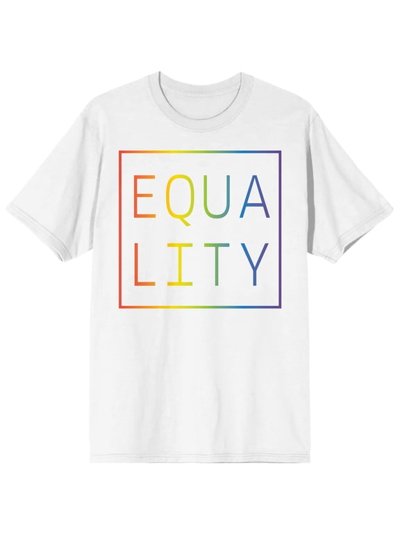 Pride Equality Rainbow Gradient Men's White Graphic Tee-Medium