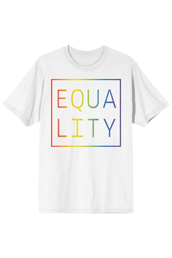 Pride Equality Rainbow Gradient Men's White Graphic Tee-Small