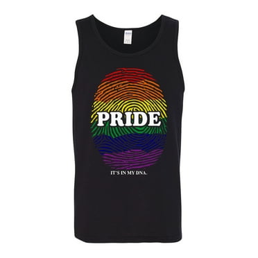 Pride Finger print Its In My DNA LGBT Rainbows Pride Mens Tank Top, Black, Small