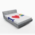 thumbnail image 1 of Pride Fitted Sheet, Display of I Love Pride Theme with Watercolor Heart Rainbow Flag Grunge, Soft Decorative Fabric Bedding, Queen Size, Multicolor, by Ambesonne, 1 of 2