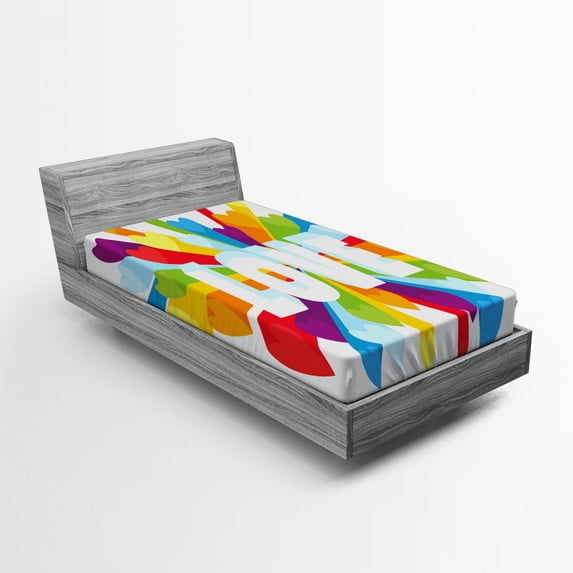 Ambesonne Colorful Fitted Sheet, Love Burst Gay LGBT, Twin XL Size, Multicolor