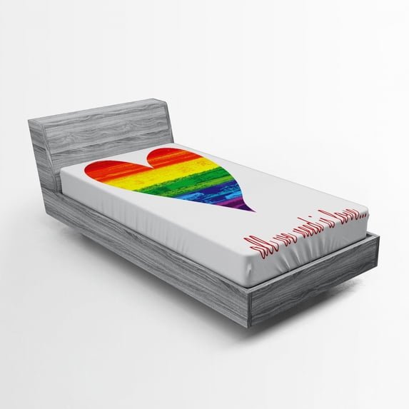 Ambesonne Inspirational Fitted Sheet, We Need Gay Love, Twin XL Size, Multicolor