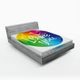 thumbnail image 1 of Pride Fitted Sheet, Rounded Polygonal Rainbow Colored Framework with I Love You Calligraphic Design, Soft Decorative Fabric Bedding, Full Size, Multicolor, by Ambesonne, 1 of 2