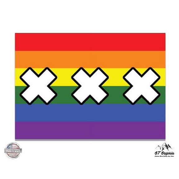 Pride Flag Amsterdam - 3" Vinyl Sticker - For Car Laptop I-Pad Phone Helmet Hard Hat - Waterproof Decal