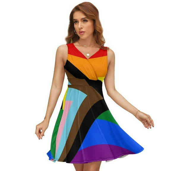 Pride Flag Dress Summer Street Style Dresses Female Sleeveless Printed Sundress