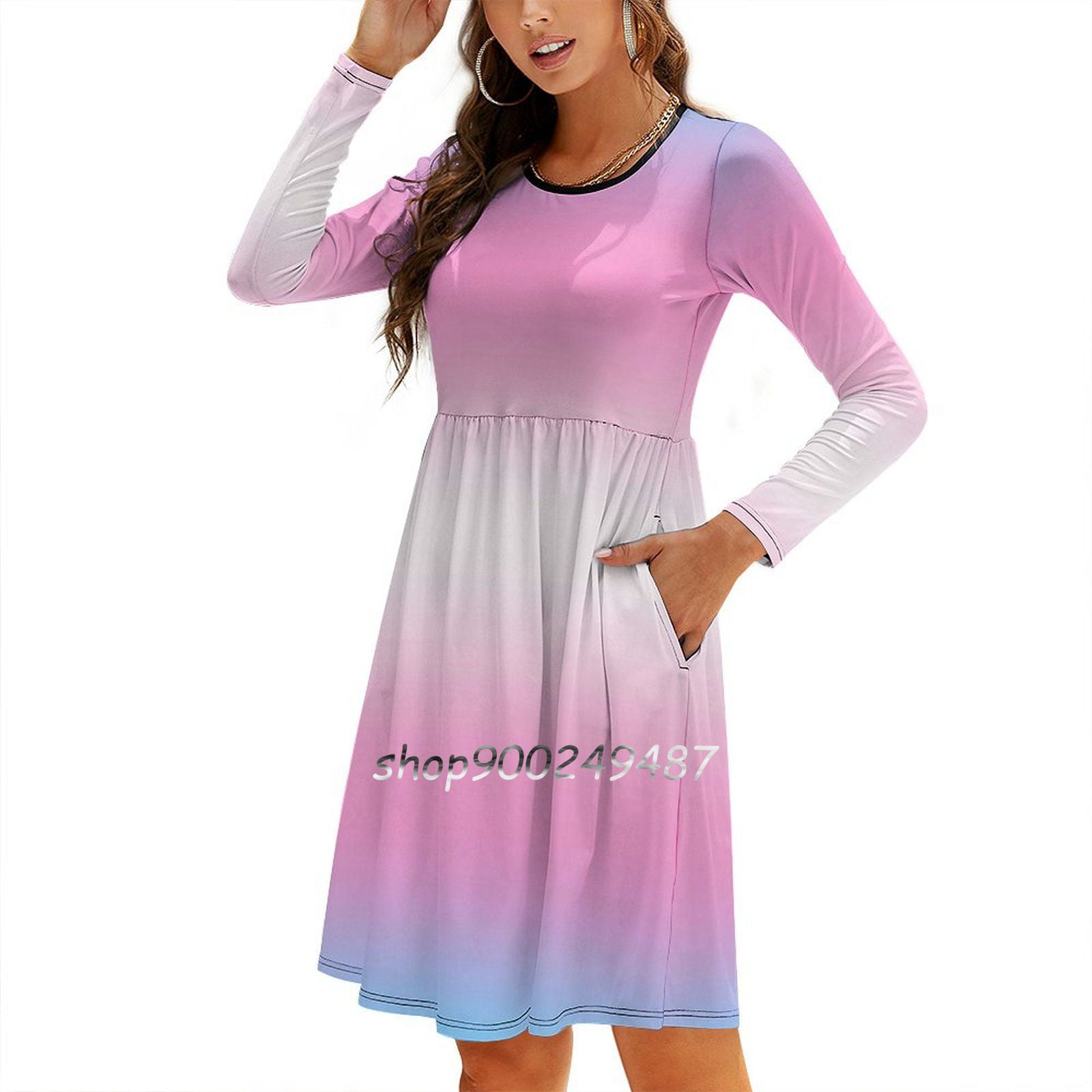 Pride Flag Gradient Square Neck Dress Sweet Summer Dress Women Elegant ...