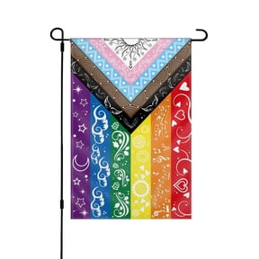 Pride Flag LGBTQ Small Yard Flag bisexual Gay Transgender Inclusive Progress Garden Rainbow Flag 12x18in Double Side, Original Design Cute Print Pattern