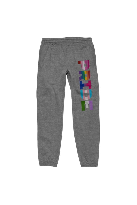 Pride Flag Letters Men's Athletic Heather Sleep Pajama Pants-Small