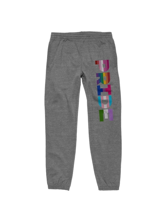 Pride Flag Letters Men's Athletic Heather Sleep Pajama Pants-XS