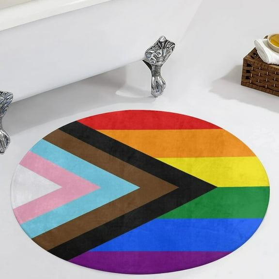 Pride Flag Round Carpet Circle Rug Outdoor Patio Area Rug Washable Large Area Rugs Hallway Room Decor Fitness Mats