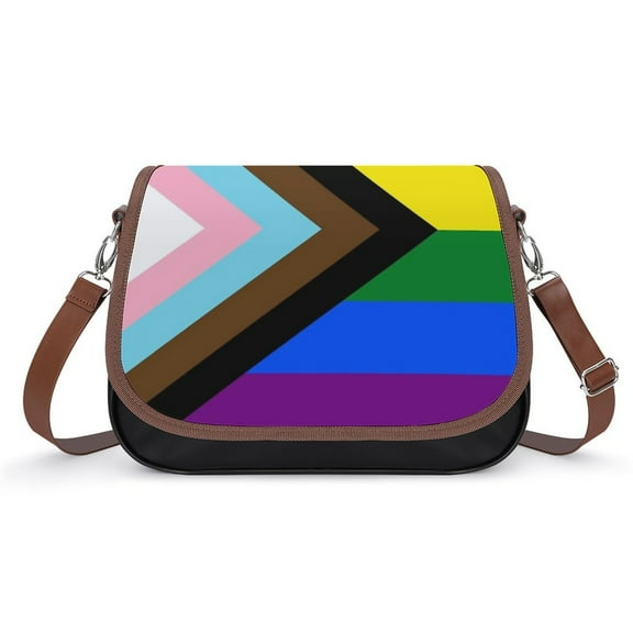 Pride Flag Vintage Crossbody Bag for Women Medium Leather Hobo Bags Shoulder Bag Classic City Leather Satchels
