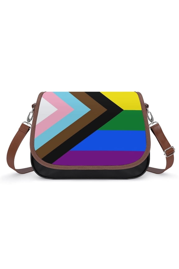 Pride Flag Vintage Crossbody Bag for Women Medium Leather Hobo Bags Shoulder Bag Classic City Leather Satchels