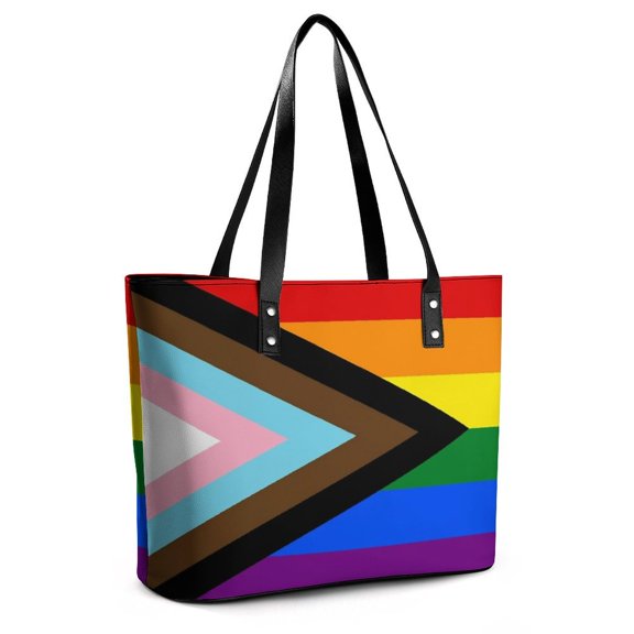 Pride Flag Woman Leather Handbags Large Tote Bag Fashion Portable Handbags With Zipper