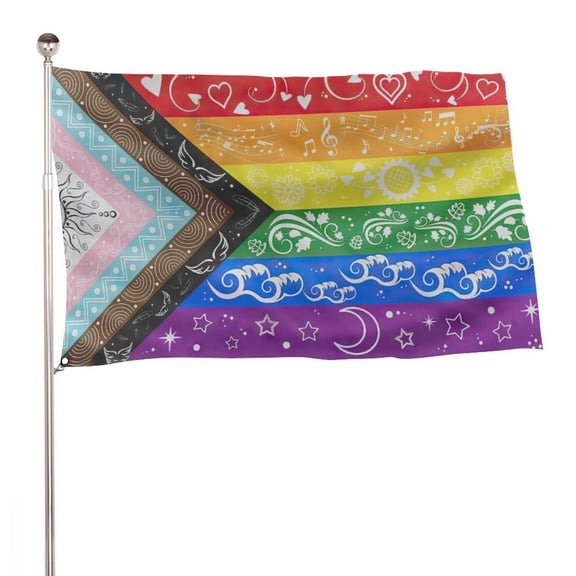 Pride-Flags LGBTQ Flag Bisexual Gay Progress Rainbow Flag Single Sided 3x2 Ft Cute-Print Pattern Design Garden Banner Decor Pride-Flags For Outdoor Indoor