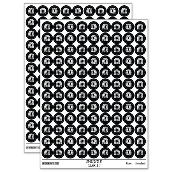 Pride Fun Rainbow LGBTQ 200+ Round Stickers - Black - Gloss Finish - 0.50" Size