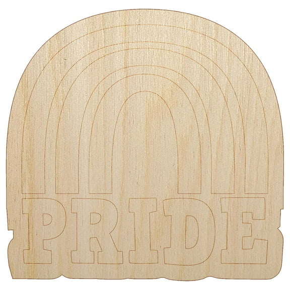 Pride Fun Rainbow LGBTQ Wood Shape Unfinished Piece Cutout Craft DIY Projects - 4.70 Inch Size - 1/8 Inch Thick