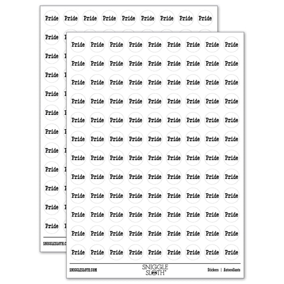 Pride Fun Text 200+ Round Stickers - White - Gloss Finish - 0.50" Size
