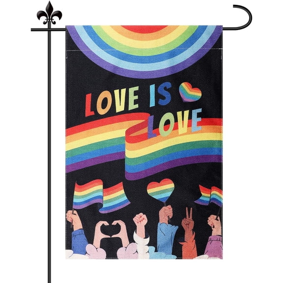 Pride Garden Flag, 12 x 18 Inch Love is Love Progress Pride Flag Lgbtq Pride Rainbow Flag Outside Double Sided Gay Pride Flag Banner for Outdoor Patio Yard Garden Decoration