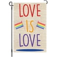 thumbnail image 1 of Pride Garden Flag LOVE IS LOVE 12"x18" double Sided Burlap LGBTQ Rainbow Flag Small , Gay Flag Garden Flag for Yard Lawn Home Door Decor, 1 of 6