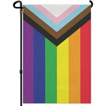 Pride Garden Flag Rainbow LGBT Flags 12x18 Inch Gay Lesbian Transgender Community Support Pride Flag Banner Progress and Inclusive Flag for Indoor Outdoor Yard Lawn Wall or Room