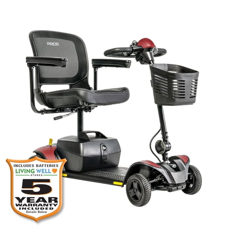 Pride Go Go Elite Traveller 2, 4-Wheel Mobility Scooter, iTurn Technology, 37” Turning Radius, with 5-Year Extended Warranty (18 AH Battery)