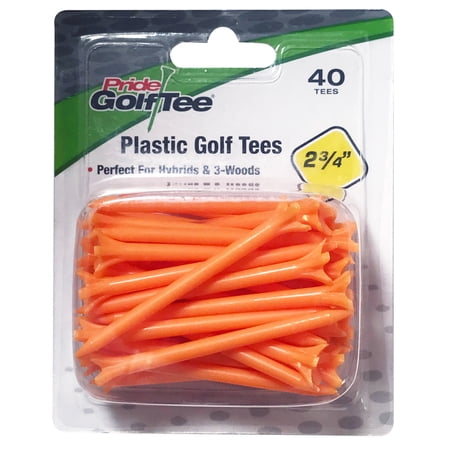 Pride Plastic Golf Tees, 2.75", Bright Orange, 40 Count – Durable 5-Prong Design for Golf, Consistent Performance