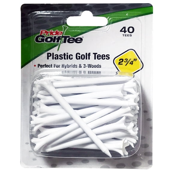 Pride Plastic Golf Tees with 5-Prong Head Durable Long-Lasting Tees for Golf, Consistent Ball Strikes, 2.75", 40 Count