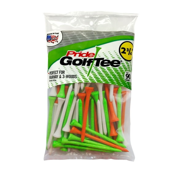 Pride Golf Tee 2 3/4" Citrus Mix Wood Golf Tees – Durable, Classic Design, 90 Count Bag